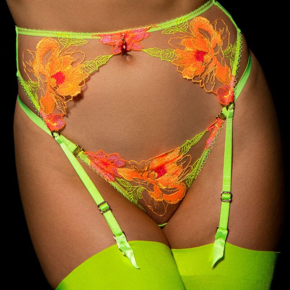Honey Birdette Christine Yellow Garter Suspender Small (Bra Available)